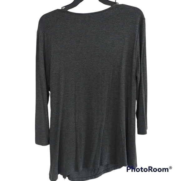 ELLE Grey Side Knot Knit Top L - Picture 3 of 10